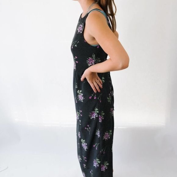 Vintage High Neck Floral Midi Dress - Picture 3 of 7